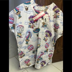 Cherokee size small print scrubs top